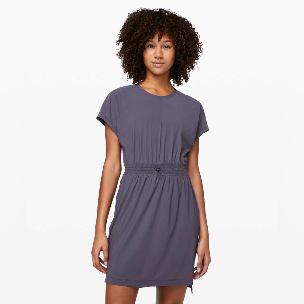 lululemon athletica Charcoal Purple Gray Casual Drawstring Waist Dress
